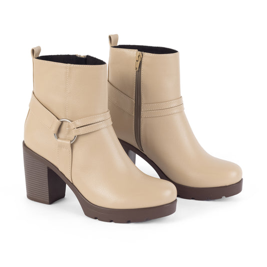 Botin de Tacón Grueso - Ayda 01 Beige