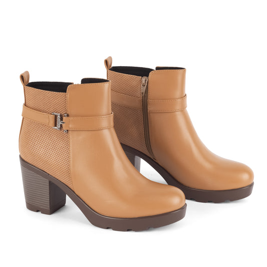 Botin de Tacón Grueso - Zayda 01 Camel