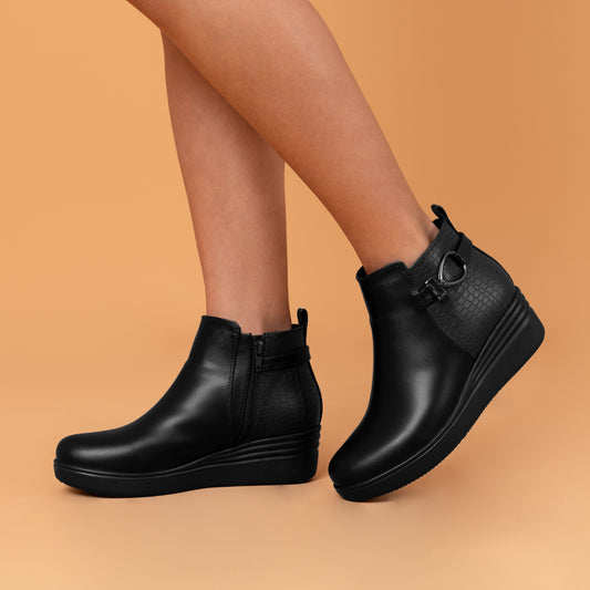 Botín con Plataforma - Mary 06 Negro