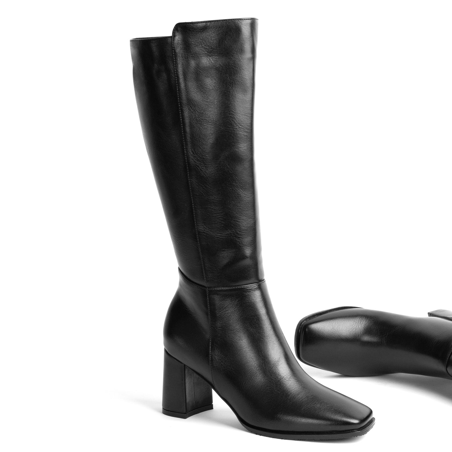 Women's Square Toe High Boot – Tara 01 Black