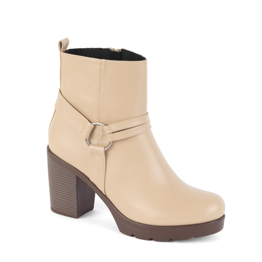 Botin de Tacón Grueso - Ayda 01 Beige