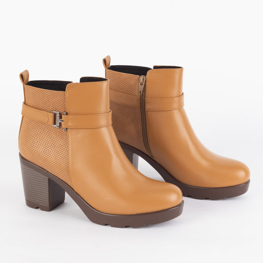 Botin de Tacón Grueso - Zayda 01 Camel