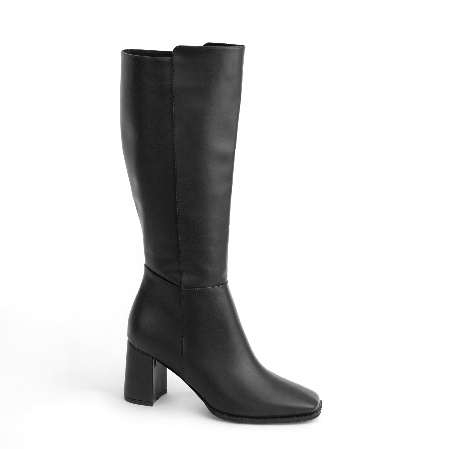 Bota Alta Punta Cuadrada para Mujer –  Tara 01 Negro