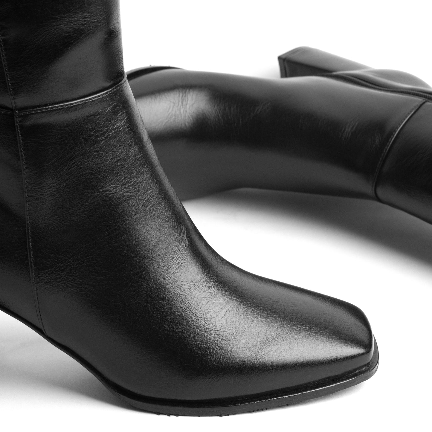 Women's Square Toe High Boot – Tara 01 Black