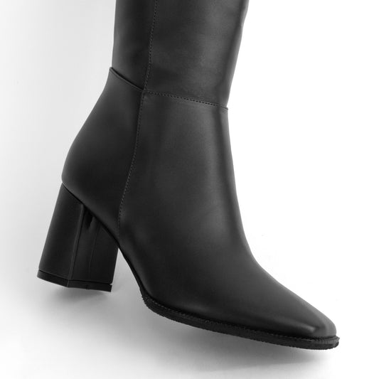 Bota Alta Punta Cuadrada para Mujer –  Tara 01 Negro