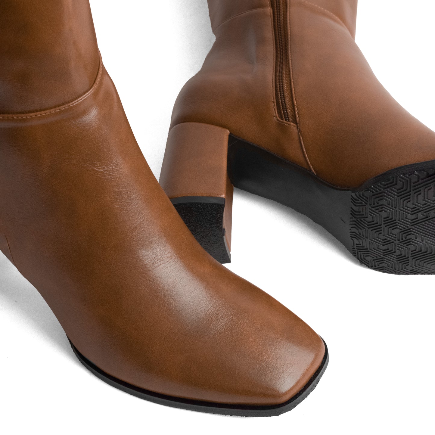 Women's Square Toe High Boot – Tara 01 Caramel 