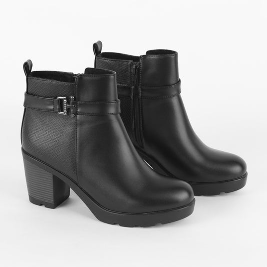 Botin de Tacón Grueso - Zayda 01 Negro