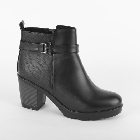 Botin de Tacón Grueso - Zayda 01 Negro
