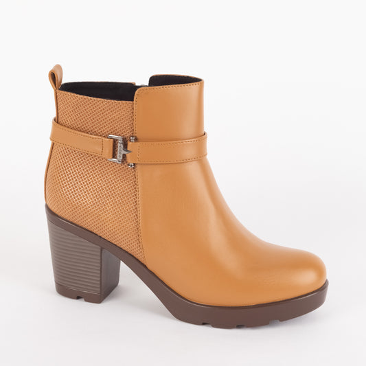 Botin de Tacón Grueso - Zayda 01 Camel